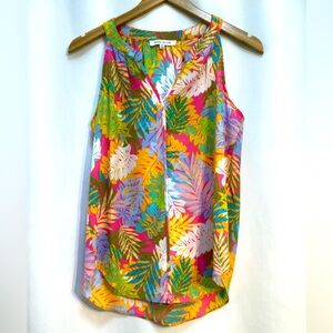 Rose & Olive fashion blouse. Tank top. Tropical, pastels.